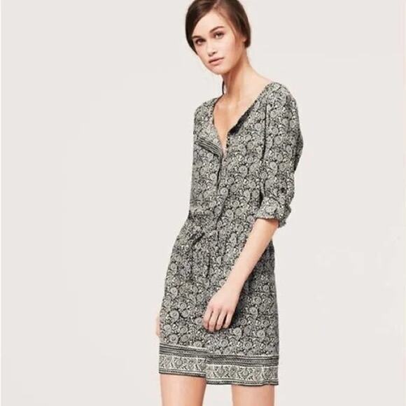 Ann Taylor Loft Long Sleeve Romper Jumpsuit, Navy/White, Size 00, Button Up - Picture 1 of 11